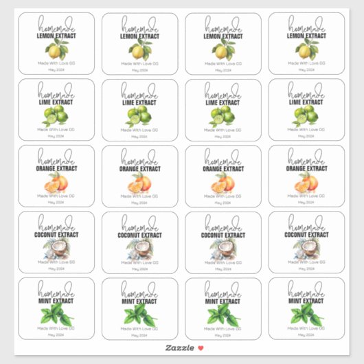 Sticker Extraits faits maison de la petite cuisine (Feuille)