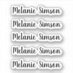 Sticker Extraordinaire script blanc nom personnalisé<br><div class="desc">Extraordinaire script lunatique personnalisé autocollant nom</div>