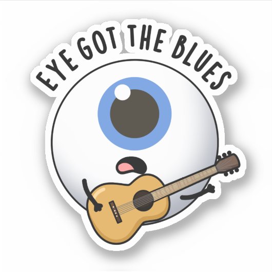 Sticker Eye Got The Blues Funny Eyeball Music Pun (Devant)