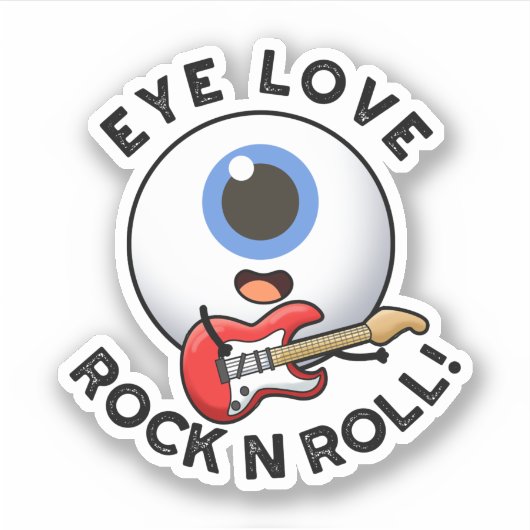 Sticker Eye Love Rock Et Roulez Drôle Eyeball Pun (Devant)