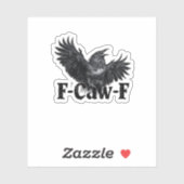 Sticker F-Caw-F Angry Raven Art Print Gothic Crow Illustra (Feuille)