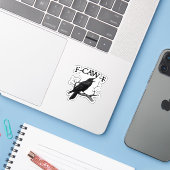 Sticker F Caw F Graphique Vintage Classique (Ordinateur portable avec iPhone)