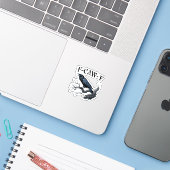 Sticker F-Caw-F Oiseau Drôle Corbeau (Ordinateur portable avec iPhone)