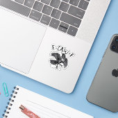 Sticker F Caw F Style Rétro Classique (Ordinateur portable avec iPhone)