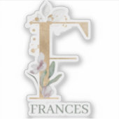 Sticker F Monogramme Floral Personnalisé (Devant)