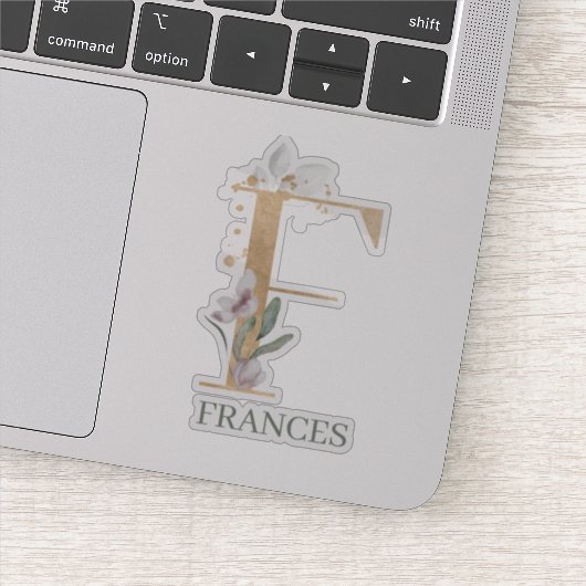 Sticker F Monogramme Floral Personnalisé (Détail)