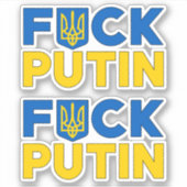 Sticker F Poutine anti Poutine ronfle drapeau ukrainien (Devant)