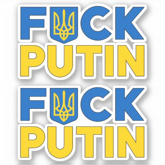 Sticker F Poutine anti Poutine ronfle drapeau ukrainien (Devant)