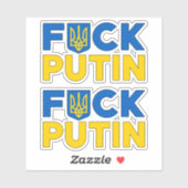 Sticker F Poutine anti Poutine ronfle drapeau ukrainien (Feuille)