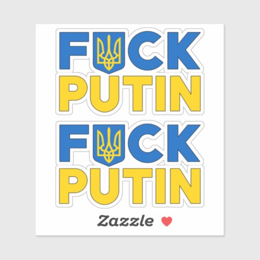 Sticker F Poutine anti Poutine ronfle drapeau ukrainien (Feuille)