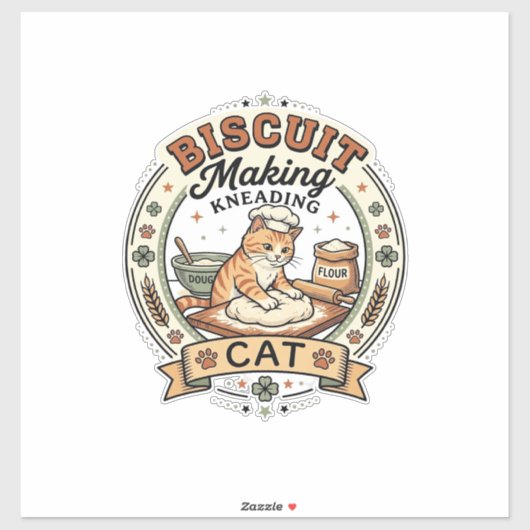Sticker Fabrication de biscuits Pétrissage Chat Fabricatio (Feuille)