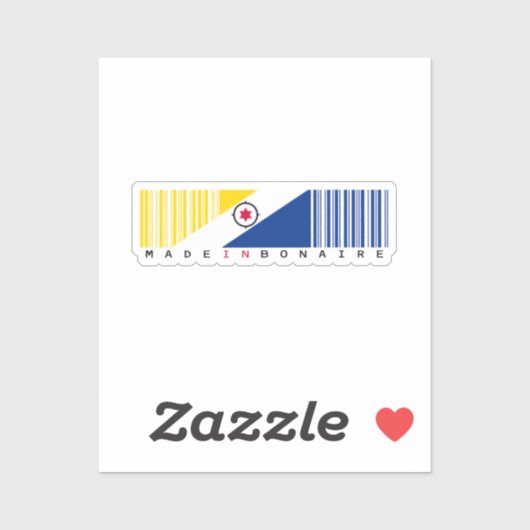 Sticker Fabriqué à Bonaire Drapeau Code-Barres (Feuille)