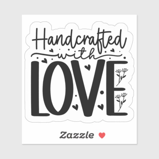 Sticker Fabriqué à la main avec LOVE (Feuille)