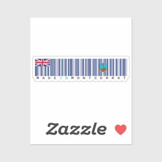 Sticker Fabriqué à Montserrat Barcode Drapeau (Feuille)