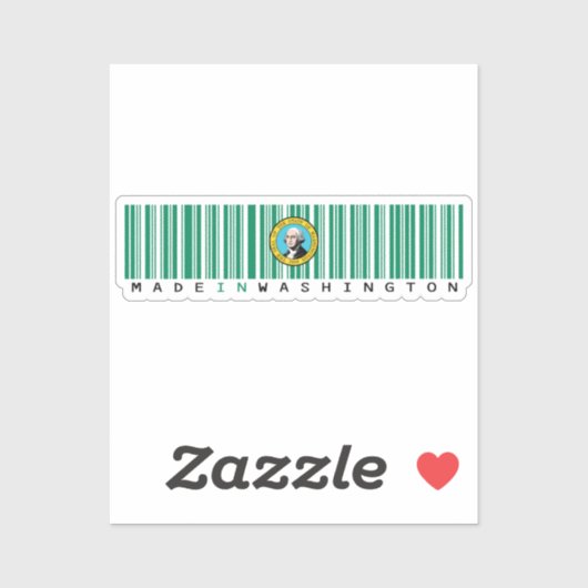 Sticker Fabriqué à Washington Barcode Flag State Pride (Feuille)