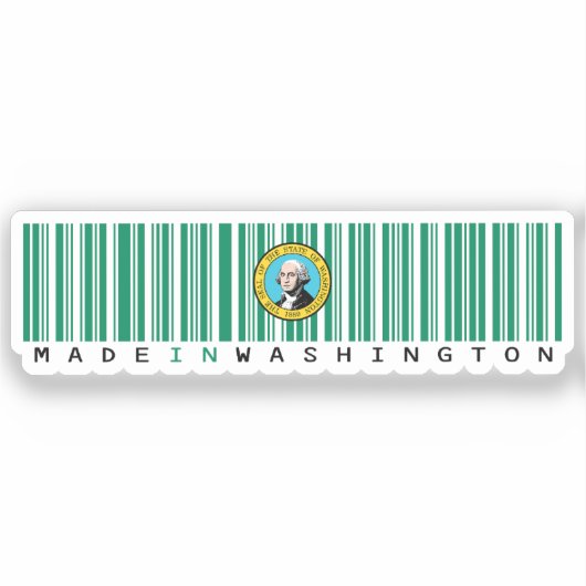 Sticker Fabriqué à Washington Barcode Flag State Pride (Recto)