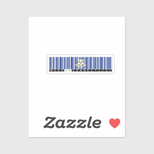 Sticker Fabriqué au Connecticut | Drapeau code-barres (Feuille)