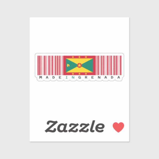 Sticker Fabriqué au Drapeau à Code-Barres de Grenade (Feuille)