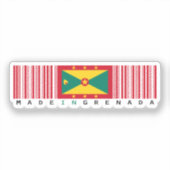 Sticker Fabriqué au Drapeau à Code-Barres de Grenade (Recto)