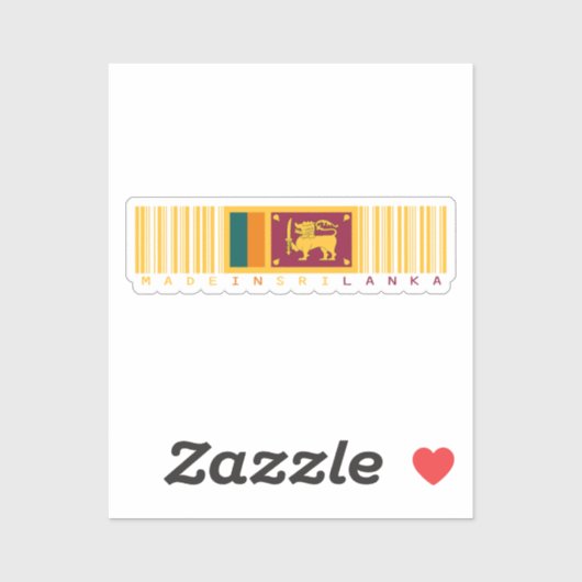 Sticker Fabriqué au Sri Lanka Barcode Drapeau Design (Feuille)