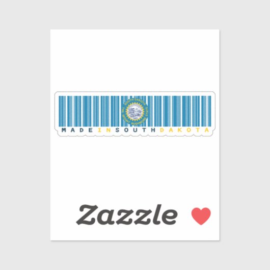Sticker Fabriqué dans le Dakota du Sud Code-barre de l'Éta (Feuille)