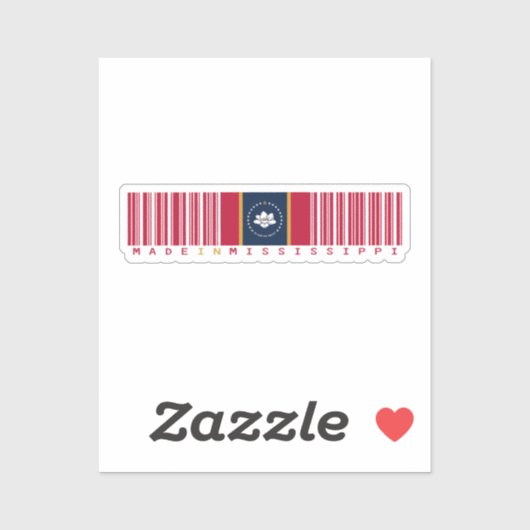 Sticker Fabriqué dans le Mississippi code à barres de l'Ét (Feuille)