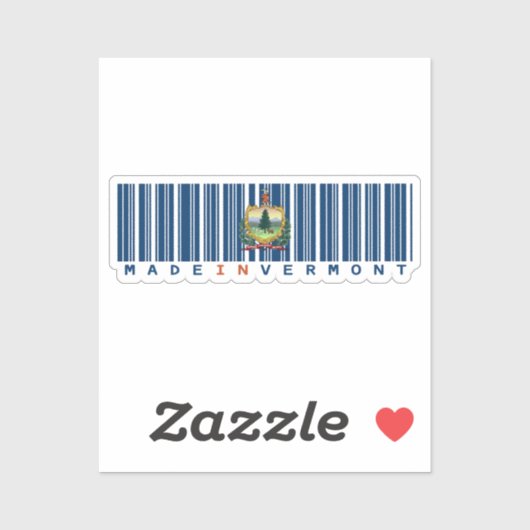 Sticker Fabriqué dans le Vermont Barcode Flag State Pride (Feuille)