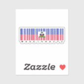 Sticker Fabriqué en Haïti Code-Barres Drapeau (Feuille)