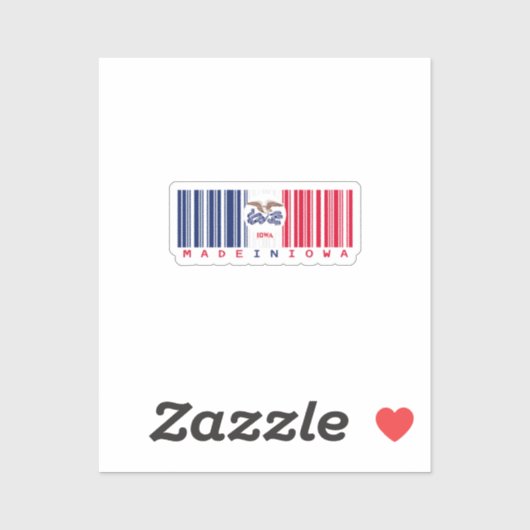 Sticker Fabriqué en Iowa Code barre - State Pride (Feuille)