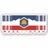 Sticker Fabriqué en Utah Barcode Flag State Pride (Recto)