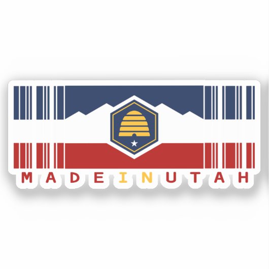 Sticker Fabriqué en Utah Barcode Flag State Pride (Recto)