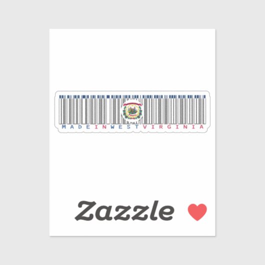 Sticker Fabriqué en Virginie-Occidentale Barcode Flag Stat (Feuille)