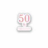 Sticker Fabuleux 50 Anniversaire Coral Rose Couleur person (Recto)