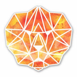 Sticker Fabuleux Aquarelle orange Lion géométrique