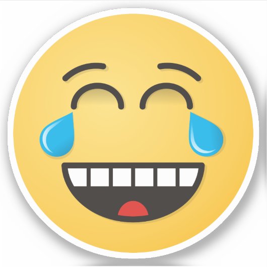 Sticker Face avec des larmes de joie (Devant)