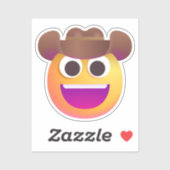 Sticker Face Casquette Cowboy Ombragé Emoji mignon Drôle A (Feuille)