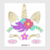 Sticker Face de licorne (Feuille)