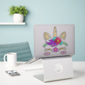 Sticker Face de licorne (Ordinateur portable sur le bureau)
