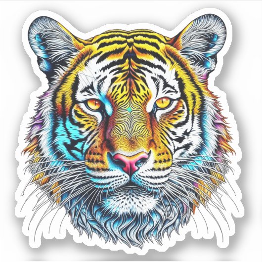 Sticker Face de tigre Abstraite cool (Devant)