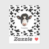 Sticker Face de vache noire et blanche (Feuille)