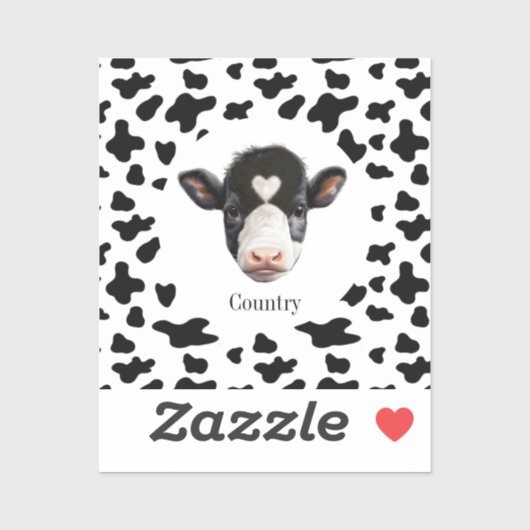Sticker Face de vache noire et blanche (Feuille)