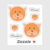 Sticker Face et texte de chat orange mignon (Feuille)