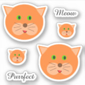 Sticker Face et texte de chat orange mignon (Devant)