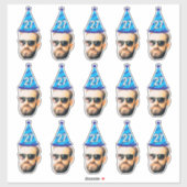 Sticker Face personnalisée 20e 30e 40e 50e 60e 70e anniver (Feuille)