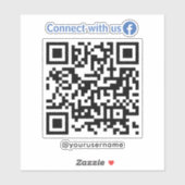 Sticker Facebook Connectez-vous avec nous Code Qr Blanc (Feuille)