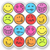 Sticker Faces colorées amusantes (Devant)
