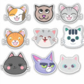 Sticker Faces de chat | Chats mignons, amusants (Devant)