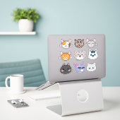 Sticker Faces de chat | Chats mignons, amusants (Ordinateur portable sur le bureau)