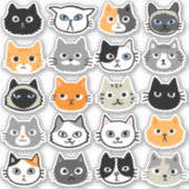 Sticker Faces de chat | Chats mignons, amusants et ennuyeu (Devant)