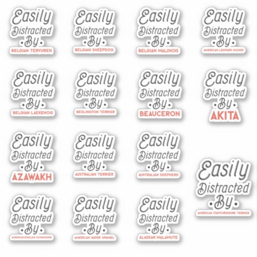 Sticker Facile à distraire par les chiens, Pack de (Devant)
